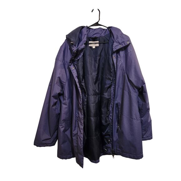 Woman Within Purple Full Zip Quilted Removable Hood Raincoat Jacket Sze 26/28 2X - Picture 1 of 10